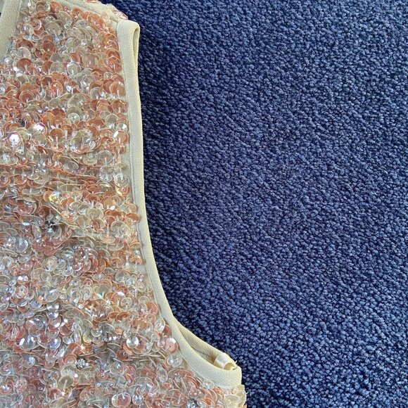 EUC Mac Duggal Sleeveless High Neck Beaded Midi Sheath Dress Sz 6 - Picture 5 of 11